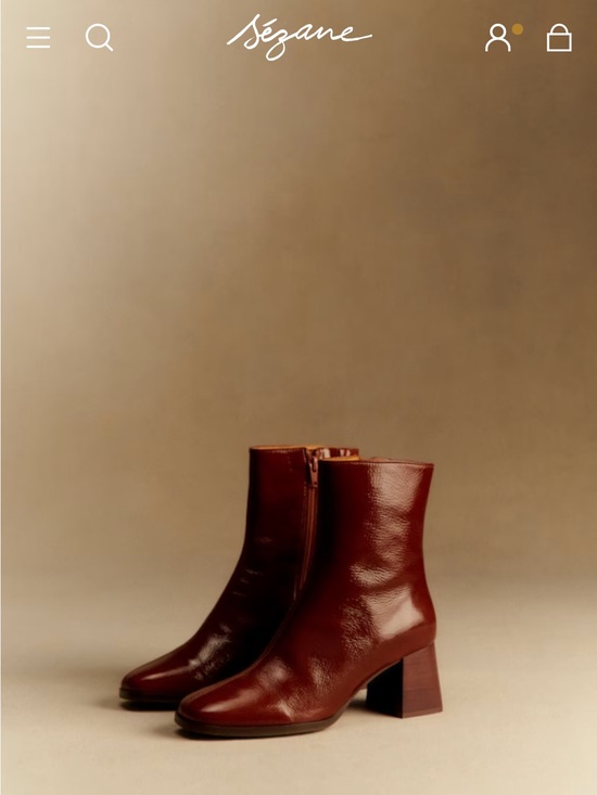 Sezane Shoes - Sézane Brown Patent Leather Ankle Boots